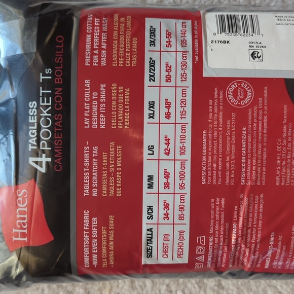 Hanes 4-pack tagless pocket t-shirts short sleeve - Picture 6 of 6